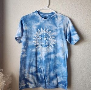 Blue Tie-Dye Graphic Cotton Tee